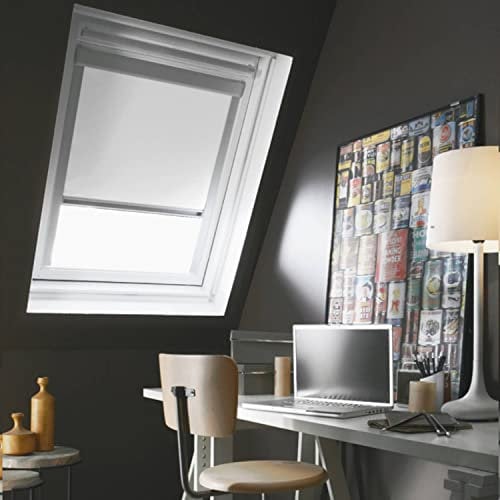 MADECOSTORE Store de Toit occultant Cadre alu Compatible VELUX® - Blanc - L97 x HS08
