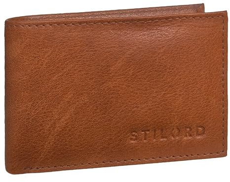 STILORD 'Lincoln' Mini Geldbörse RFID Leder Herren Slim Wallet Minibörse Portemonnaie klein NFC Protector kleine Brieftasche Echtleder in Geschenkbox klein, Farbe:Texas - braun