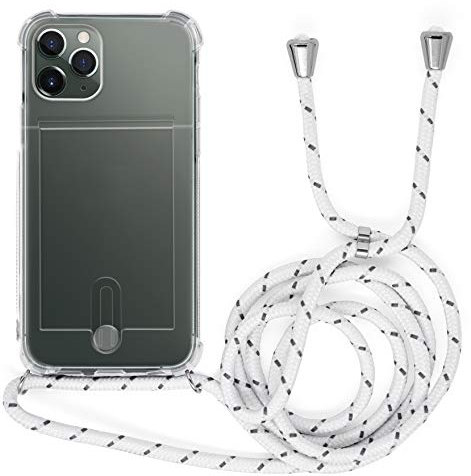 MyGadget Handykette für iPhone 11 Pro mit 1x Kartenfach - - [ TPU Hülle mit verstellbaren Band ] - Handyhülle mit Handyband zum Umhängen Kordel Schnur Case Schutzhülle
