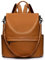 S-ZONE Damen Anti-Diebstahl Rucksack Echtleder Diebstahlschutz 2 in 1 Handtasche als Lederrucksack Tragbare Modische Schultertasche Geldbeutel Reiserucksack Daypack