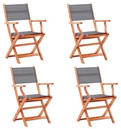 vidaXL Klappbare Gartenstühle 4 STK. Grau Eukalyptus Massivholz