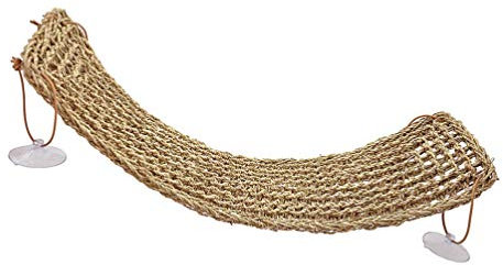 Reptil Hängematte Handarbeit Gewebt Eidechse Liege Natürliche Meer Gras Haustier Matte mit Saugnäpfen für Gecko Schlangen Bearded Dragon Tank Zubehör 75X18cm