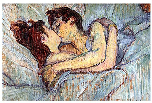 Legendarte - Kunstdruck auf Leinwand - Im Bett: der Kuss Henri de Toulouse-Lautrec - Wanddeko, Canvas cm. 60x90