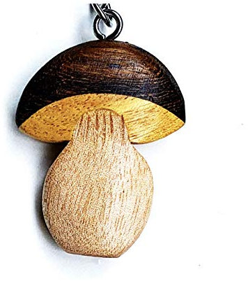JA Horse Porte-clés en bois fait à la main décor jardin animal escargot papillon champignon, 23 Champignon - Cèpes, 10 cm