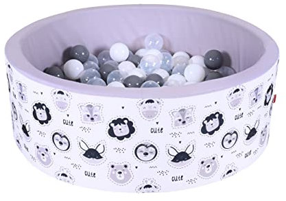 KNORRTOYS.COM 68090 68090-Bällebad Soft-Cute Animals-150 Balls Grey/White/transparent