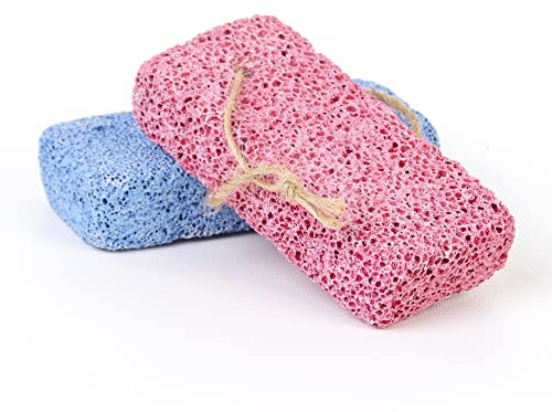 Jairestone Bimsstein für Füße – 2 Pack Lavasteine – Hornhautentferner und Fußschrubber – Peelingstein für harte, trockene und abgestorbene Haut an Fersen (mehrfarbig)