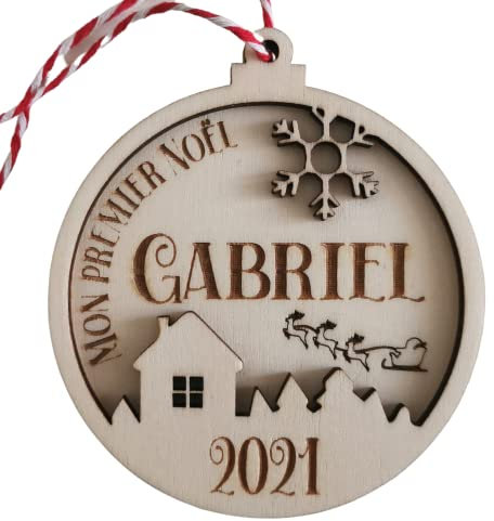 BDJIM-DESIGN Boule de noël personnalisée Mon Premier Noël - 1er Noël - décoration de noël personnalisée