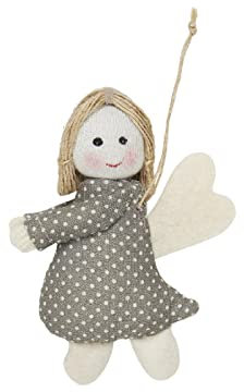 Stoff Deko-Engel 10 cm zum Hängen Diverse Ausführungen Weihnachtsdeko Geschenk Weihnachtsschmuck, Variante:Punkte Grau/Weiß