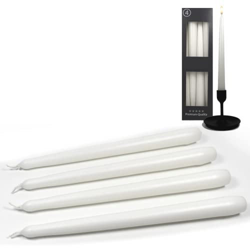 Candelo 4er Set Spitzkerzen - Kerze Weiß - 24,5cm 7 Std Brenndauer - Tafelkerzen für Kerzenständer und Kronleuchter - Leuchterkerzen Stabkerzen