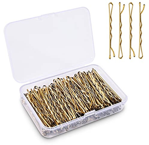 Epingles à Cheveux, 150PCS Epingle Cheveux Femme, Métal Pince Chignon, Pinces à Cheveux, Bobby Pins Kit pour Femmes Filles et Salon de Coiffure (Doré)