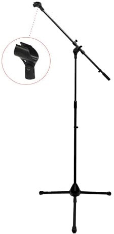 TEK audio MS290 Professional Microphone Stand with Boom all Metal and radio mic clip