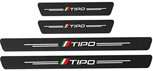 CWWHY 4 Pezzi Battitacco in Fibra di Carbonio per Fi-at 500 500X 500L TIPO PUNTO BRAVO PANDA STILO, pedane, Protezione Esterna del battiscopa del davanzale della Porta Car Styling Accessori