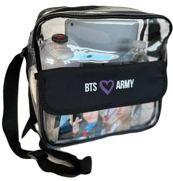 BTS Army Stadium Konzert Approved Clear Crossbody Messenger Umhängetasche mit verstellbarem Riemen, 25,4 x 25,4 cm, wasserdicht, leicht, schwarz
