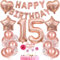 Deko 15. Geburtstag Mädchen Tortendeko Rosegold - Geschenk für 15 Jahre Mädchen Mit Ballon