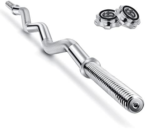 EZ Curl Bar, 4ft 1'' Spinlock Dumbbell Bar for Weightlifting Body Building, Muscle Build Workouts, Standard Steel Curl Bar for Fitness Workout Muscle Building