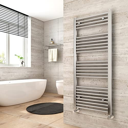 Heilmetz Bathroom Radiator Towel Rail, 1200 x 500mm Towel Radiator Chrome, 24 Bars Heated Towel Rail Towel Warmer Modern Central Heating Radiators