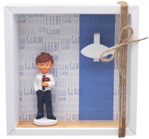ZauberDeko Geldgeschenk Verpackung Kommunion Junge Blau Liebe Glaube Hoffnung 16,5cm