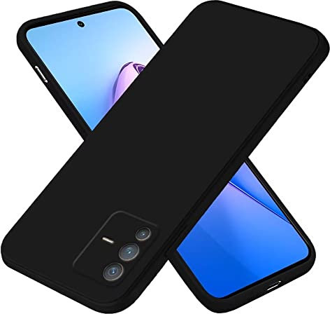 EASSGU Hülle für vivo V23 5G (6.44 Inches), Weiche TPU Silikon Hülle - Schwarz
