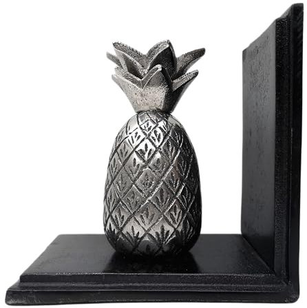 Buchstütze Deko Figur Metall Silber Dekoobjekt Ananas Frucht Obst Hawaii 1