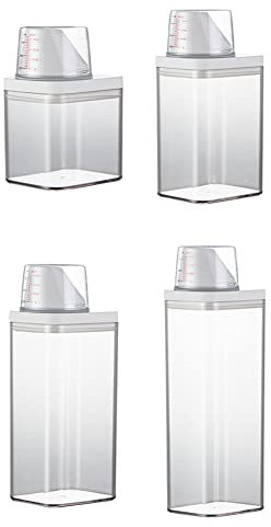 PETSTIBLE Dispenser per detersivo per bucato, in plastica, contenitore per detersivi, sapone, detersivi, coperchio 1900 ml