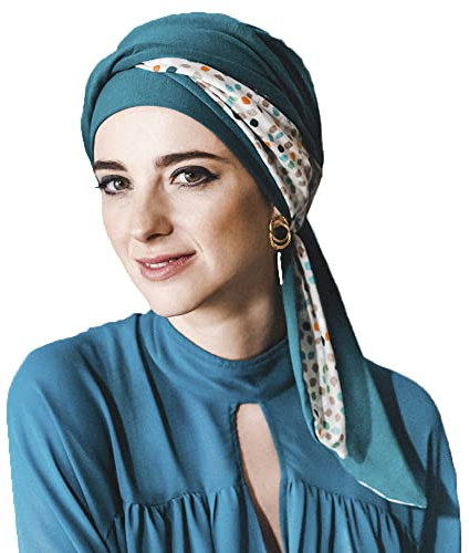 CAREBELL Smooth Exotic Blue - Turbanmütze aus Bambus für Chemotherapie oder Alopezie, türkis, One Size