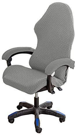 LIFEDX Housses de Chaise de Gaming,Housses de Chaise de Jeu Extensible 4 pièces,Housse de Chaise de Bureau avec Accoudoirs/Dossier de Chaise,Housse de Fauteuil Rotatif,Pas de Chaise-Grey