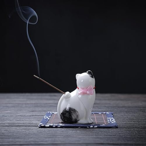 Niedlicher Keramik-Kätzchen-Räucherofen, Haushalt, Innenbereich, niedliche Katze, Teehaustier, Stifthalter, Basis, kreativer Räucherstäbchenhalter, Heimdekoration