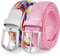 TANGCHAO 2 pièces Unisexe Tissu élastique Ceinture Élastique Tressée Stretch Belt Ceinture Étirable Pour les Hommes et les Femmes Plusieurs Couleurs Multicolore + Rose 110cm