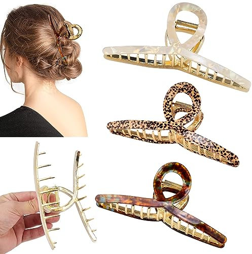 Kleemeiero 3 Stück Große Haarklammer Klaue Clips Haarspangen Damen rutschfeste Haarfänger Haarklammern Haar-Styling-Zubehör für Frauen Mädchen Haarklauenclip Haarclips für langes und Dickes Haar