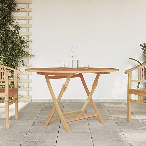 Homgoday Klappbarer Gartentisch aus Massivholz Teak 110x75 cm - Sonnenschirmloch - für Terrasse, Garten und Balkon Model362618