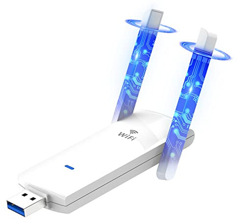 Clé WiFi Puissante Cle USB WiFi pour PC, Double Bande 5G/ 2.4GHz Dongle WiFi avec Antennes à Gain Elevé, 1300Mbp Adaptateur WiFi USB 3.0, MU-MIMO, Compatible avec Windows 11/10/8/7, Mac OS 10.9-10.15
