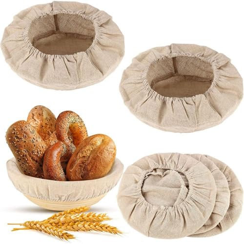 DXUANTING 6 Pcs Round Bread Proofing Basket Cloth Liner Dough Proofing Basket Liner Baking Basket Cover Linen Liner for Baking Supplies(23cm)