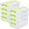 MUXHEL 2PCS Craft Storage Box 4-Tier Small Stackable Storage Boxes with Lids Plastic Storage Containers with Handle for Art Craft Pen Sewing Accessories-Green