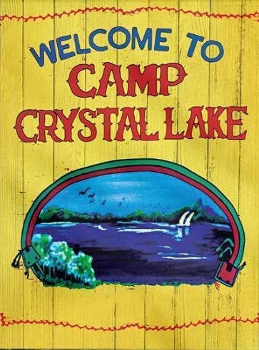 Willkommen im Camp Crystal Lake, Metall-Blechschild, Campingplatz-Poster, Gemälde für Bar, Café, Club, Bauernhaus, Wanddekoration, 20,3 x 30,5 cm