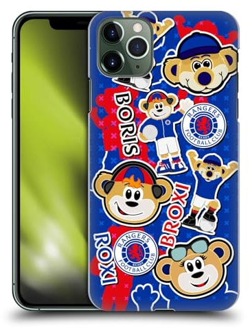 Head Case Designs Officially Licensed Rangers FC Mascot Sticker Collage Crest Hard Back Case Compatible With Apple iPhone 11 Pro Max