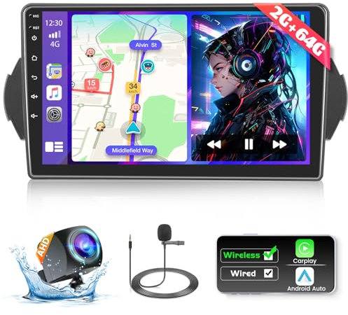 Inefala 2G+64G Android 15 Autoradio per Fiat Tipo Egea 2015-2020 con Wireless Carplay Android Auto, 9 Touchscreen Stereo Auto Bluetooth con GPS WiFi RDS/FM USB SWC Mic Retrocamera
