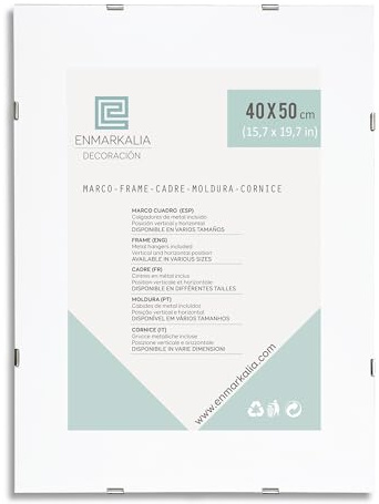 ENMARKALIA DECORACION Marco Clip 40x50 cm - cristal acrílico resistente - soporte para fotos y laminas sin marco - fotos, diplomas, posters, laminas