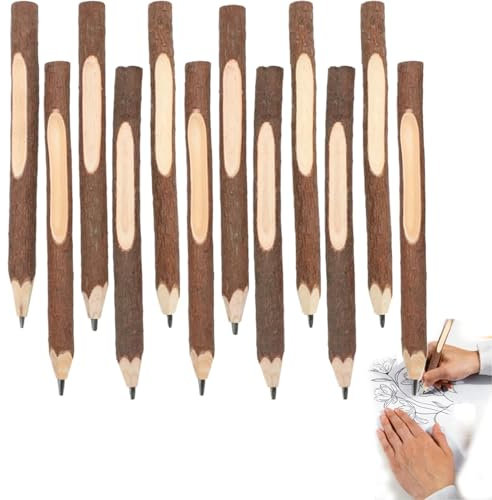banjiabb 12 Stück Zweig Holzbleistifte,Holzstifte,Holzfällerlook Bleistifte,bleistifte Kinder,bleistift Kinder,Stifte Für Holz,für Idea Bleistift, Schulbedarf, Briefpapier-Geschenk,Partygeschenk