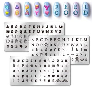 PH PandaHall 3pcs Letter Number Nail Stamping Plates, 3 Styles Alphabet Nail Stamper Typeface Nail Art Stencils Print Nail Stencils Stainless Steel Nail Image Plate for Nail Art Design Manicure Salon