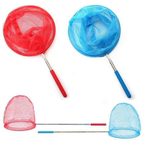 ANYUANKW 2 Stück Teleskop Kinder Kescher Schmetterling Net mit Teleskopstange Ausziehbares Fischernetz für Fangen Von Insekten Angeln Outdoor Gartenaktivitäten