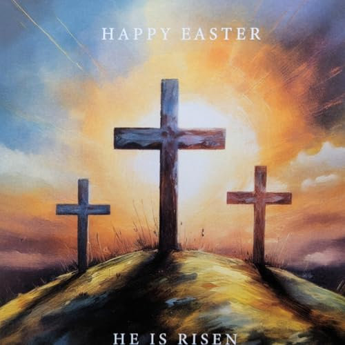 Religiöse Osterkarten - 8er Set | Christliche Ostergrußkarten mit Kreuz Kruzifix Design | inklusive Umschlägen | Premium Qualität | 12 x 12 cm