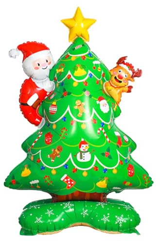 DazzJoy Weihnachtsbaum Ballon Stehend, XXL Luftballon Weihnachtsbaum Deko, 3D Weihnachtsdeko Weihnachtsbaum Folienballon, Weihnachtsballons Weihnachtsbaum für Christmas Decoration, Weihnachten Deko