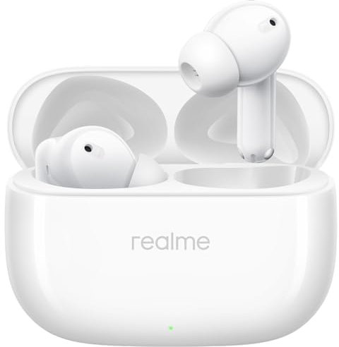 realme T310 Bluetooth 5.4 Kopfhörer, kabellose Kopfhörer, 46 dB, Hybridgeräuschunterdrückung, 12,4 mm dynamischer Bass-Treiber, 40 Stunden Gesamtwiedergabe, IPX5 Wasserbeständigkeit, Weiß