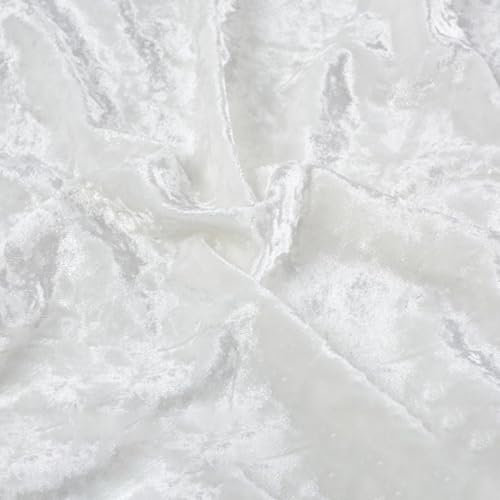 Anevous 1m Pannesamt Stoff Meterware Deko, Stretch Samt 160cm Breit Dekostoff, Kleiderstoff zum Nähen, Stoffe zum Basteln für Vorhänge Bühne Kostüm Kleidung Tischdecken Dekorieren,Weiß A