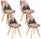 GroBKau - Juego de 4 sillas de comedor, silla escandinava, silla de cocina, retazos, patas de madera de haya, salas y cocinas modernas, color rojo
