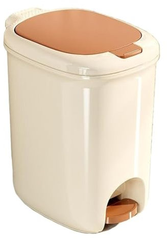 Cubo de basura delgado de plástico con tapa de 8/12/15/20 litros, cubo de basura estrecho para baño, oficina, dormitorio, cocina, papelera para inodoro, color blanco
