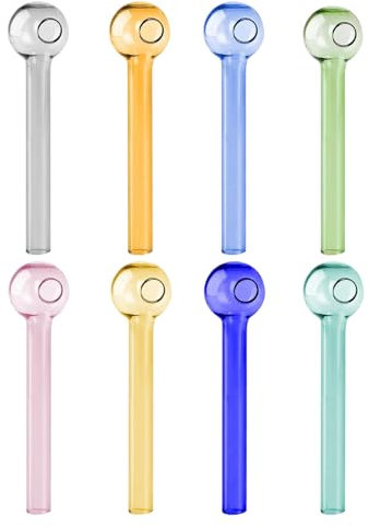 Glass Straws 8 Pcs Clear Reusable Glass Straw with Cleaning Brush Anti-Break Glass Straws Drinking Bar Drinking Straws for Smoothie Milk Coffee Coctail Water Juice Dishwasher Safe 10cm (Colorful)