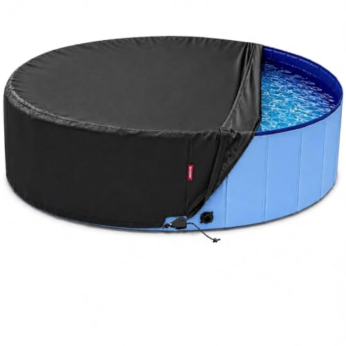 QH.Home [2025 Verbesserte Winddicht] 180,3–182,9 cm große Kinder-Poolabdeckung, rund, zusammenklappbar, mit super winddichtem Ratschen-Design, geruchloses, wasserdichtes Stoffmaterial und nur