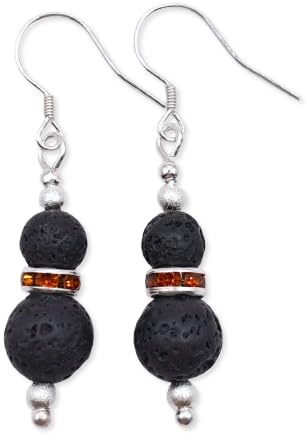 bySantana – Lavastein Ohrringe aus 925 Sterlingsilber – Handgemacht Schmuck aus natürlichem Vulkangestein & Strasssteine – Elegantes und einzigartiges Geschenk für Frauen