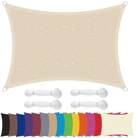 Moboo Sonnensegel Sonnenschutz Sonnendach Balkon Wetterschutz wasserabweisend Winddicht PES 420D 96% UV-Schutz für Garten Outdoor Cream White, 1.1x1m